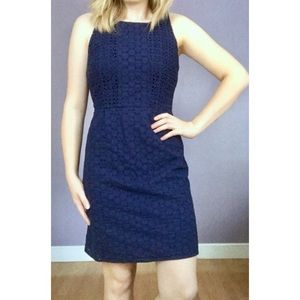 Eyelet Navy Blue Shift Dress